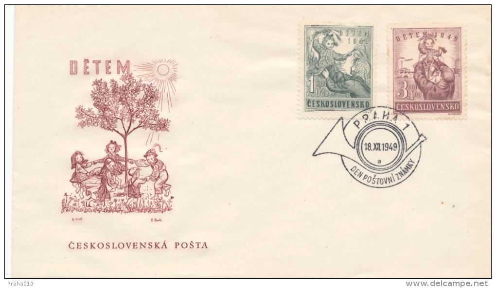 Czechoslovakia / First Day Cover (1949/18) Praha 1 (a): Children 1949 (additional Cost Features Postage Stamps) - Agriculture