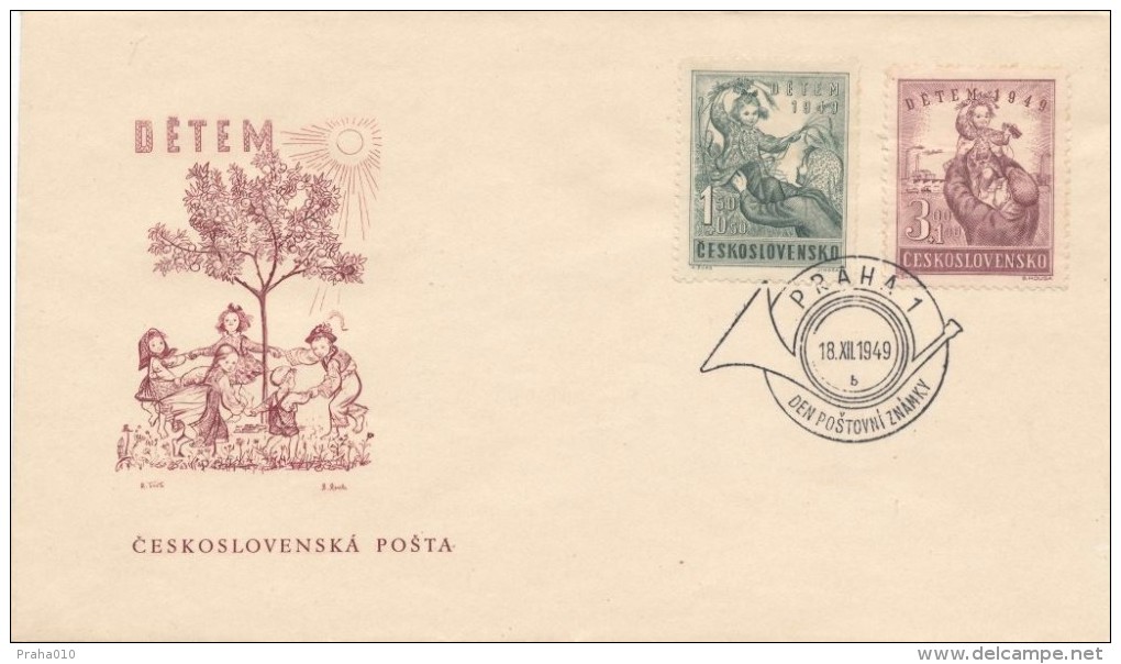 Czechoslovakia / First Day Cover (1949/18) Praha 1 (b): Children 1949 (additional Cost Features Postage Stamps) - Agriculture