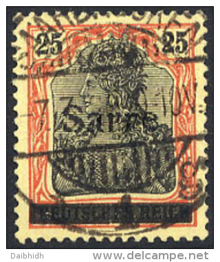 SAAR 1920 Overprint Type III On 25 Pfg.  Red-orange/black Shade, Used  Michel 9aIII (€420) - Gebraucht