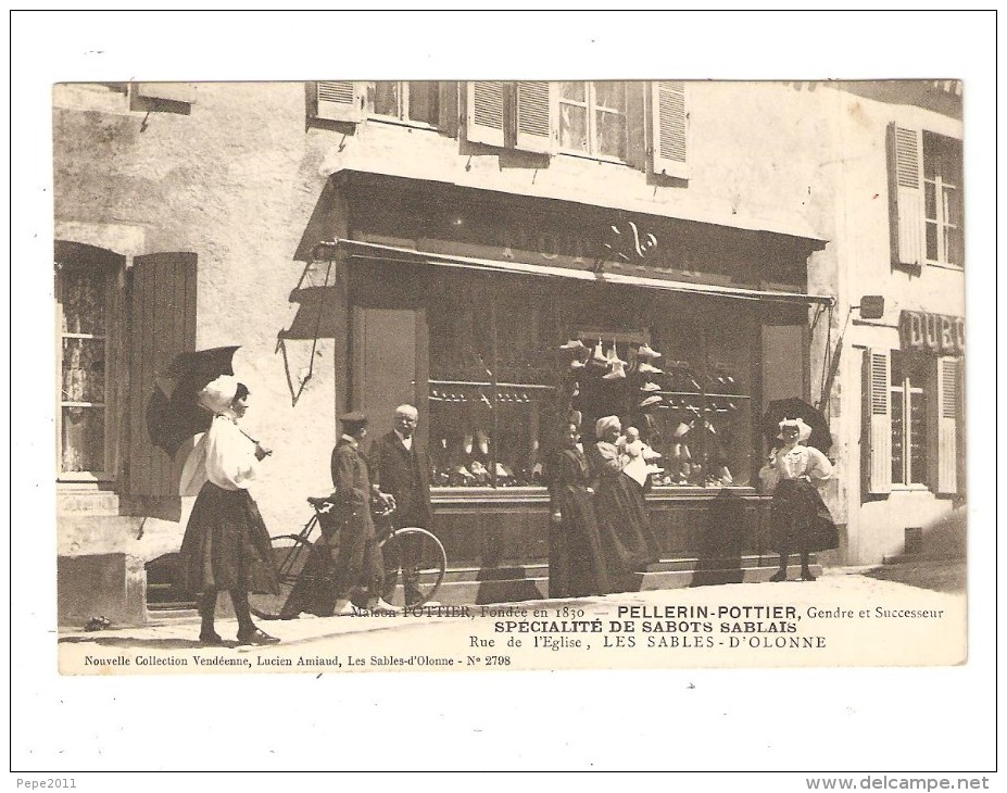 CPA 85 - LES SABLES D´OLONNE - PELLERIN - POTTIER Spécialité De Sabots Sablais Rue Eglise - Animation - Devanture Sabots - Lamotte Beuvron