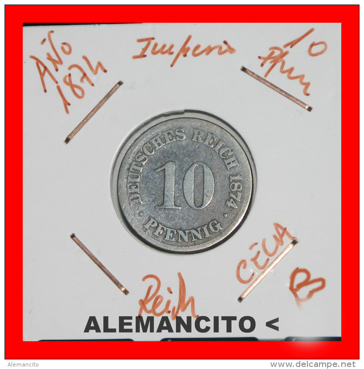 ALEMANIA  -  IMPERIO   DEUTSCHES   REICH  1874-B - 10 Pfennig