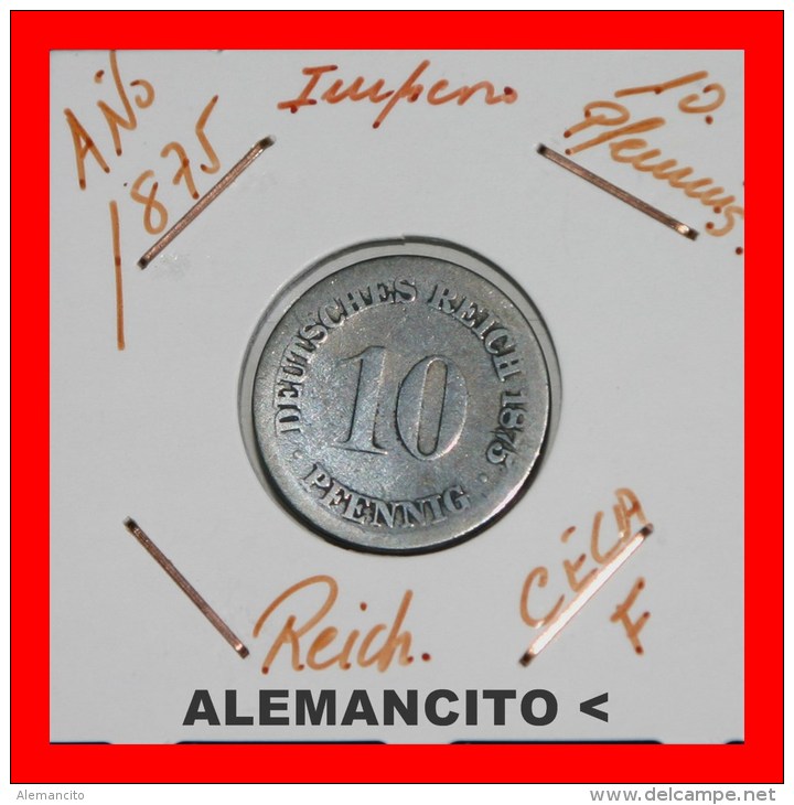 ALEMANIA  -  IMPERIO   DEUTSCHES   REICH  1875-F - 10 Pfennig