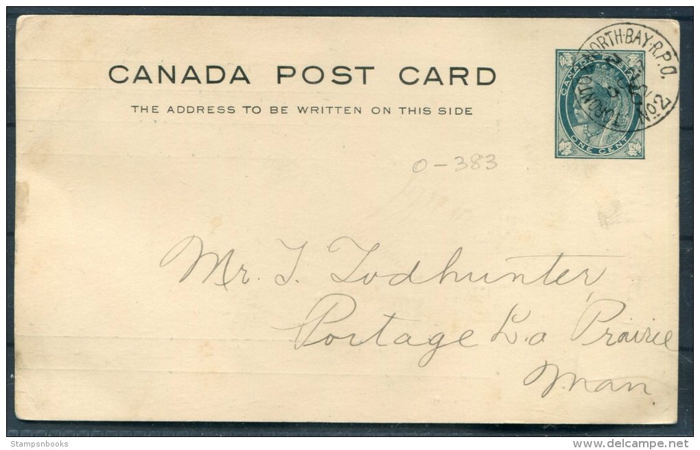 1903 Canada QV Toronto News Co Stationery Postcard Railway Postmark R.P.O. - Brieven En Documenten