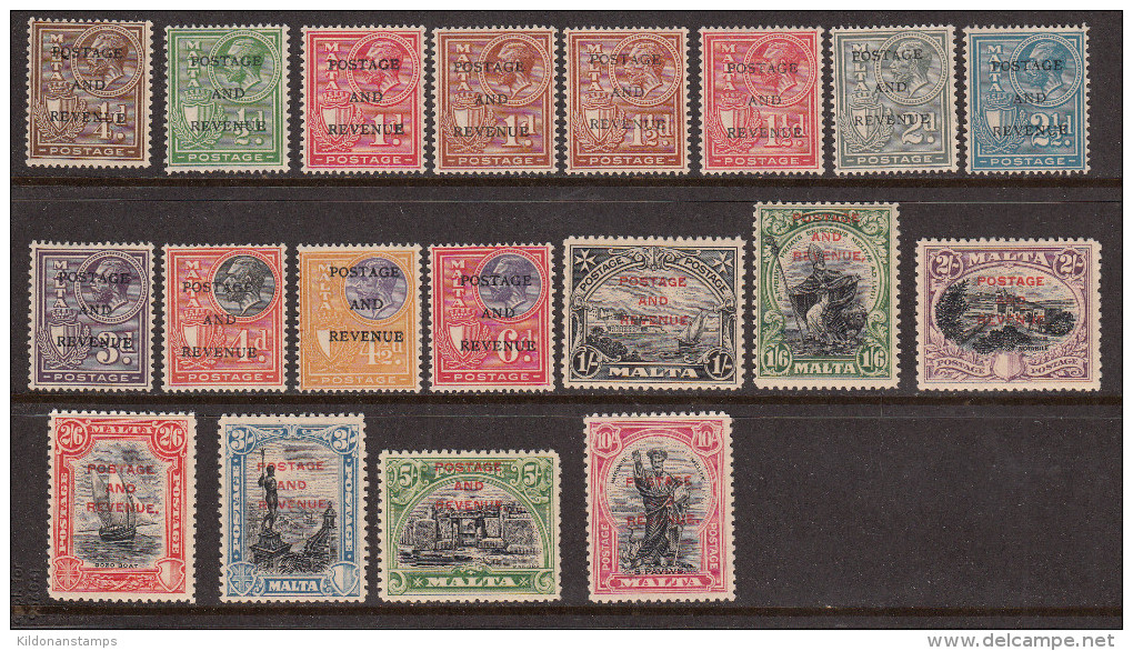 Malta 1928 Full Set, Mint No Hige/mint Mounted, See Desc, Sc# 148-166, SG 174-192 - Malta