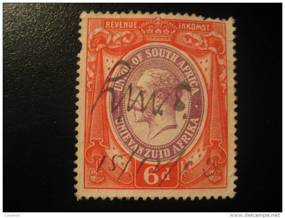 6d Unie Van Suid Afrika Union Of South Africa Stamp Revenue Inkomst British Colonies Area GB - Timbres-taxe