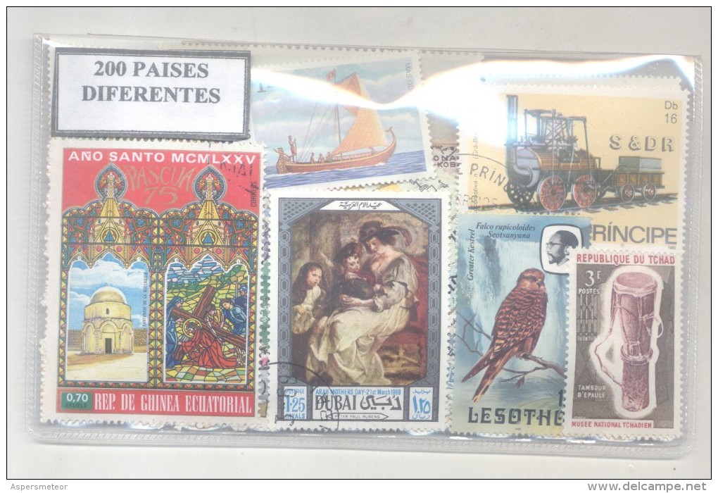 200 DIFFERENT STAMPS FROM 200 DIFFERENT COUNTRIES - 200 ESTAMPILLAS DIFERENTES DE 200 PAISES DIFERENTES - Sammlungen (ohne Album)