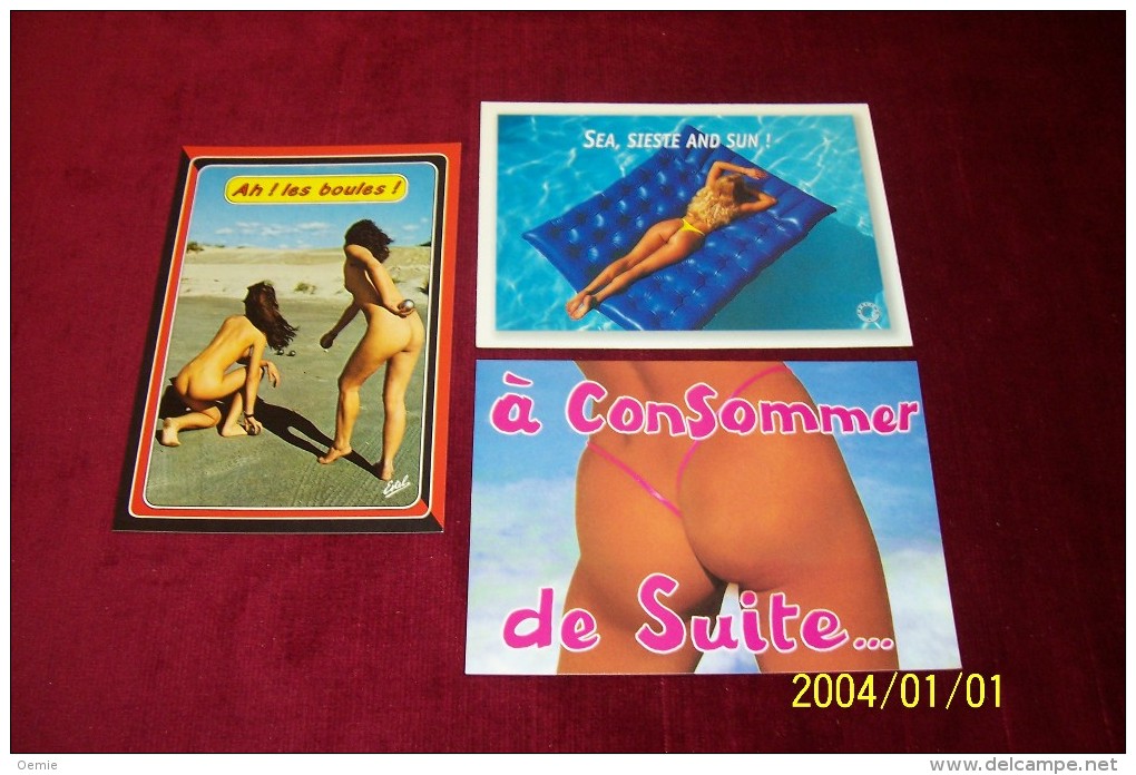 LOT DE 3 CARTES   POSTALES  SUR  LE THEME  HUMOUR A LA  PLAGE - Contemporain (à Partir De 1950)