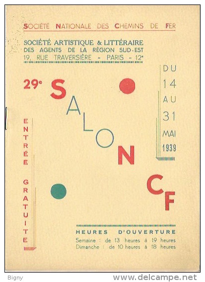 Salon Des Chemins De Fer  ( COMPAGNIE  " P L M " ) Exposition Artistique Et Littéraire " 1939 " PARIS - Chemin De Fer