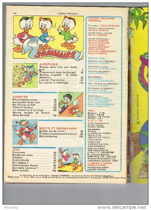 PICSOU MAGAZINE - WALT DISNEY - 1980 - Picsou Magazine