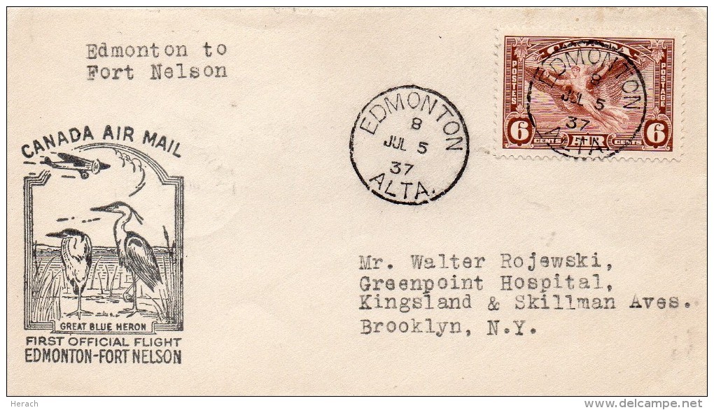 CANADA JOLIE LETTRE AVIATION 1937 - First Flight Covers