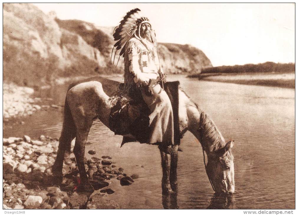 04329  "BLAKFOOT CHIEF AT BOW RIVE3R " PELLEROSSA - REDSKIN. CART. POST. ILLUSTR. ORIG. NON SPED. - Amérique