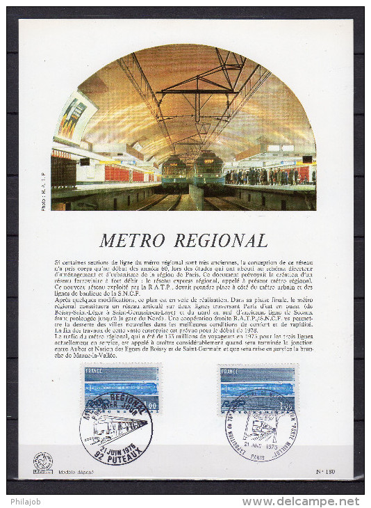 FRANCE 1975 : Encart 1er Jour " METRO REGIONAL " 2 X N° YT 1804. Parfait état. FDC - Strassenbahnen