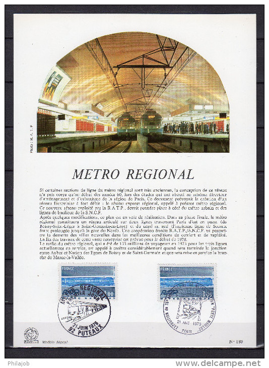 FRANCE 1975 : Encart 1er Jour " METRO REGIONAL " 2 X N° YT 1804. Parfait état. FDC - Tranvías