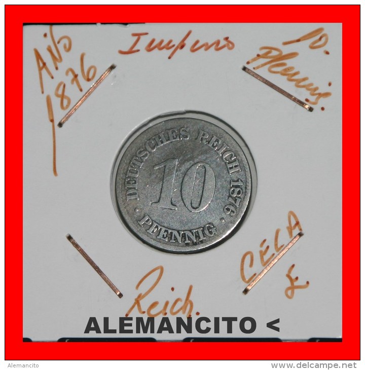 ALEMANIA -  IMPERIO  DEUTSCHES REICH  AÑO  1876-E - 10 Pfennig