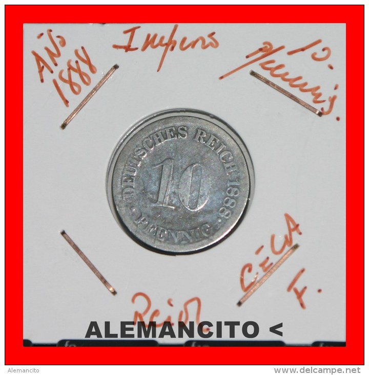 ALEMANIA -  IMPERIO  DEUTSCHES REICH  AÑO  1888-F - 10 Pfennig