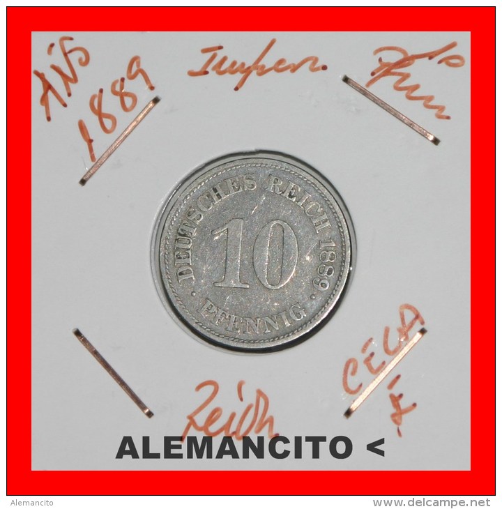 ALEMANIA -  IMPERIO  DEUTSCHES REICH  AÑO  1889-E - 10 Pfennig