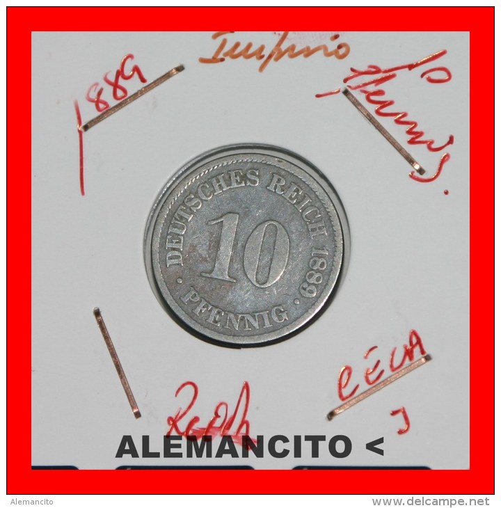 ALEMANIA -  IMPERIO  DEUTSCHES REICH  AÑO  1889-J - 10 Pfennig