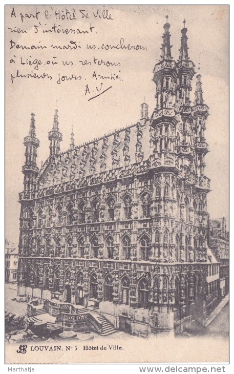 Louvain  N°3 Hôtel De Ville - 1905 ! - Leuven