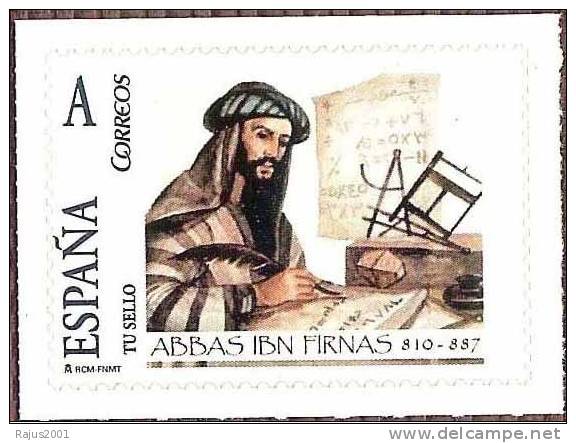 Abbas Ibn Firnas 810-887C E, Arab Polymath,  Mathematics, Mechanics Of Flight, Planetarium, Artificial Crystal, Aviation - Physique