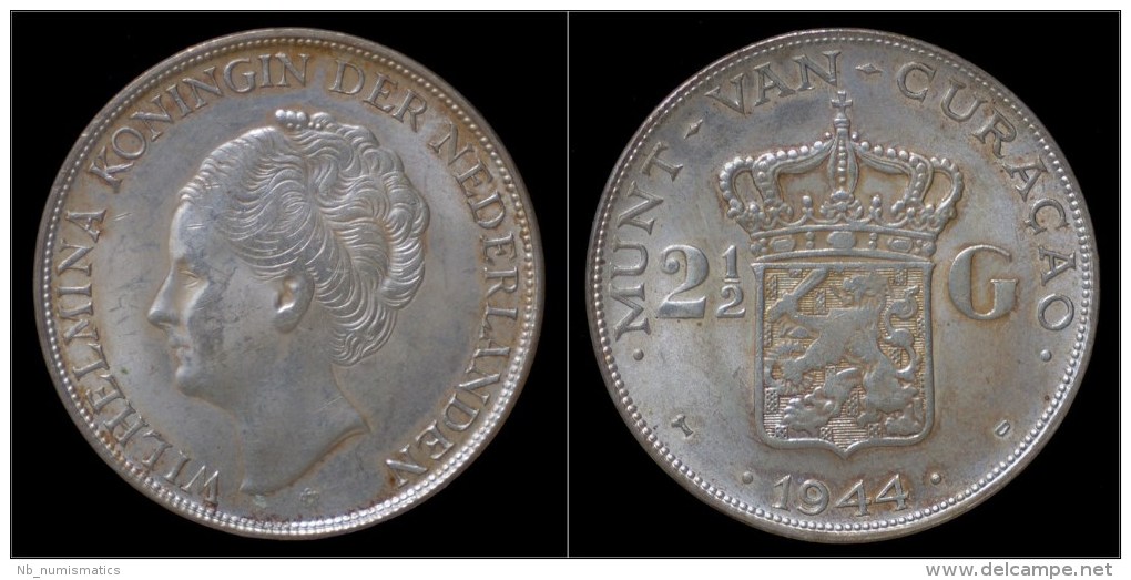 Curacao Wilhelmina I 2 1/2 Gulden (rijksdaalder) 1944 - Curaçao