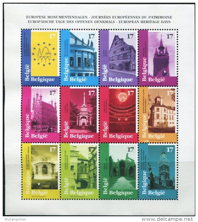 BE1435 Belgium 1998 Various Styles Of Architecture S/S(12) MNH - Otros & Sin Clasificación