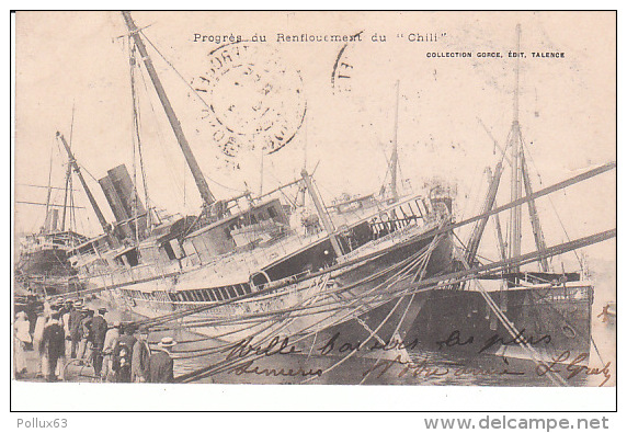 CPA  PRECURSEUR BORDEAUX (33) PROGRES DU RENFLOUEMENT DU "CHILI" DES MESSAGERIES MARITIMES - ECHOUE LE 23 AVRIL 1903 - Bordeaux