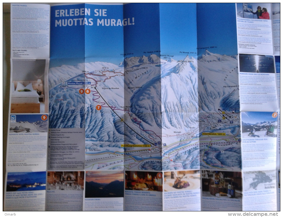 Alt801 Ski Area Map Mappa Piste Sci Impianti Risalita Slopes Skilift Cablecar Charlift Funivia Mouttas Muragl Pontresina - Sport Invernali