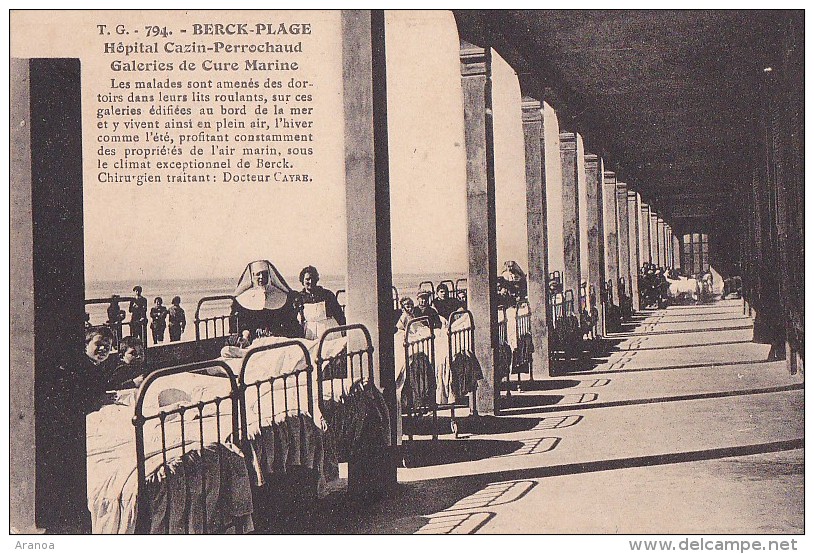 62 -- Pas De Calais -- Berck-Plage -- Hôpital Cazin-Perrochaud - Galeries De Cure Marine -- Religieuses Et Enfants - Berck