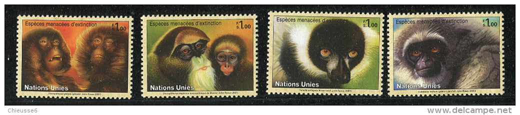 (cl. 4 - P.29) Nations Unies - Genève ** N° 572 à 575 (ref. Michel Au Dos)  Singes Divers - - Sonstige & Ohne Zuordnung