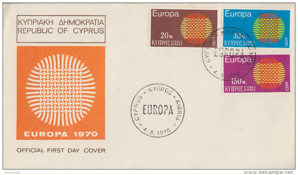 Enveloppe  FDC  1er  Jour   CHYPRE   Série   EUROPA    1970 - 1970