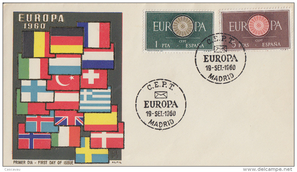 Enveloppe  1er  Jour   ESPAGNE   Paire   EUROPA  1960 - 1960