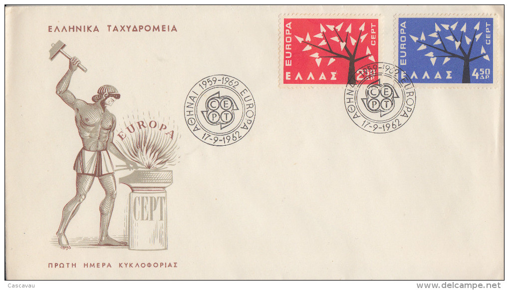 Enveloppe  FDC   1er  Jour   GRECE   Paire   EUROPA    1962 - 1962