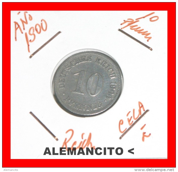 ALEMANIA - IMPERIO  DEUTSCHES REICH  AÑO 1900-E - 10 Pfennig