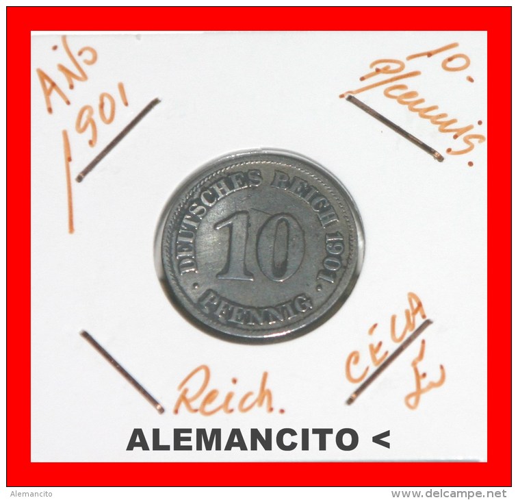 ALEMANIA - IMPERIO  DEUTSCHES REICH  AÑO 1901-E - 10 Pfennig