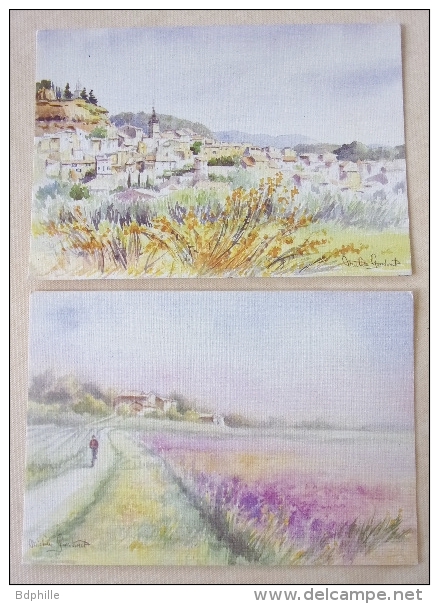 Michele Gondinet La Provence En Aquarelle 2 CP Lauris YVON N° 15007354 Et 62 Excellent état - Peintures & Tableaux