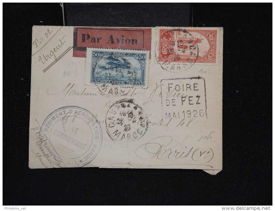 FRANCE MAROC - Enveloppe Du 2ème Régi. D'aérostation - De Casablanca Pour Paris En 1926 - Lot P12055 - Briefe U. Dokumente