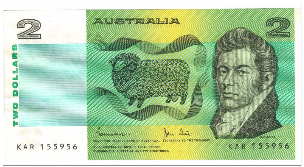 Australia 2  Dollars, XF. - 1974-94 Australia Reserve Bank (paper Notes)