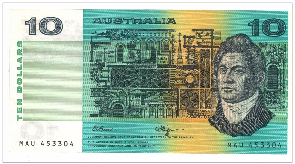 Australia 10  Dollars, VF+. - 1974-94 Australia Reserve Bank (paper Notes)
