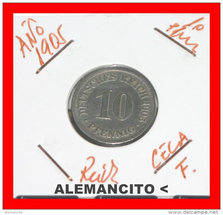 ALEMANIA  - IMPERIO - DEUTSCHES REICH - AÑO 1905-F - 10 Pfennig