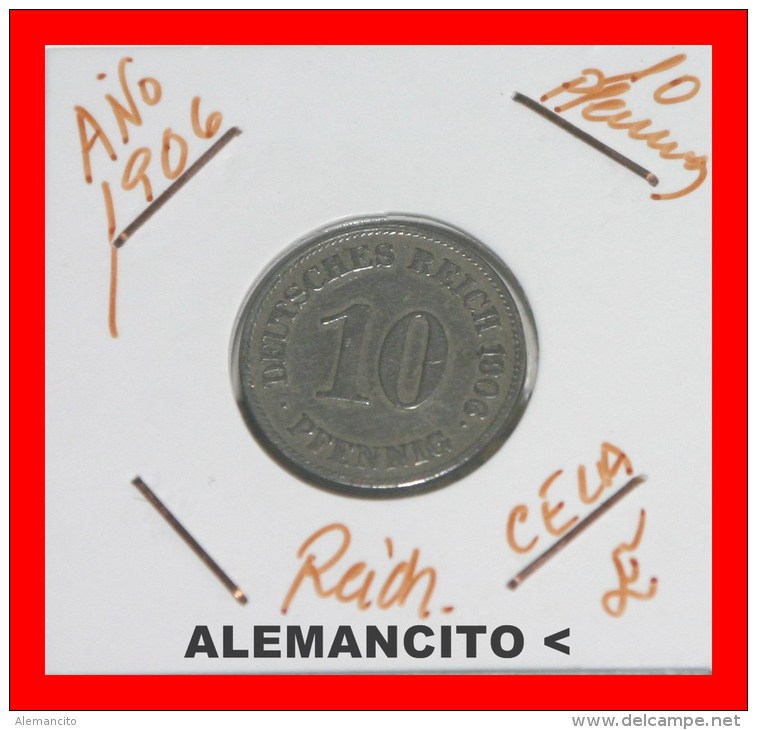 ALEMANIA  - IMPERIO - DEUTSCHES REICH - AÑO 190-E - 10 Pfennig