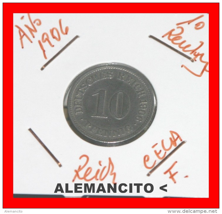 ALEMANIA  - IMPERIO - DEUTSCHES REICH - AÑO 1906-F - 10 Pfennig