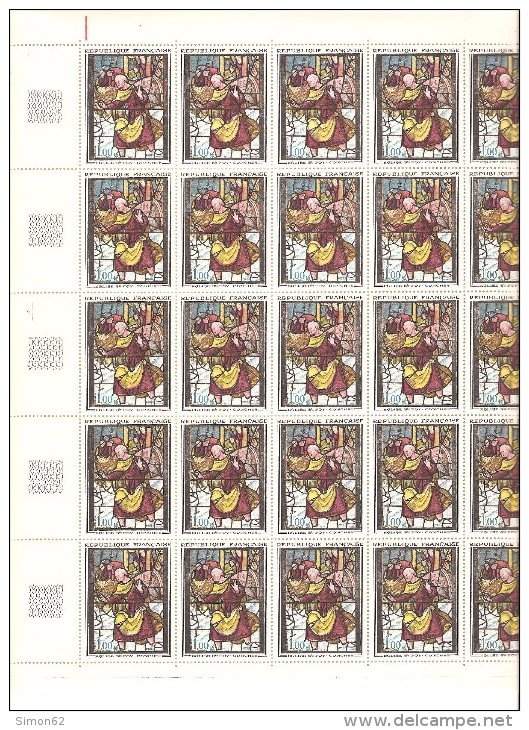 FEUILLE COMPLETE   DE 25 TIMBRES N° 1377  NEUF  MNH **  DE 1963 - Ganze Bögen