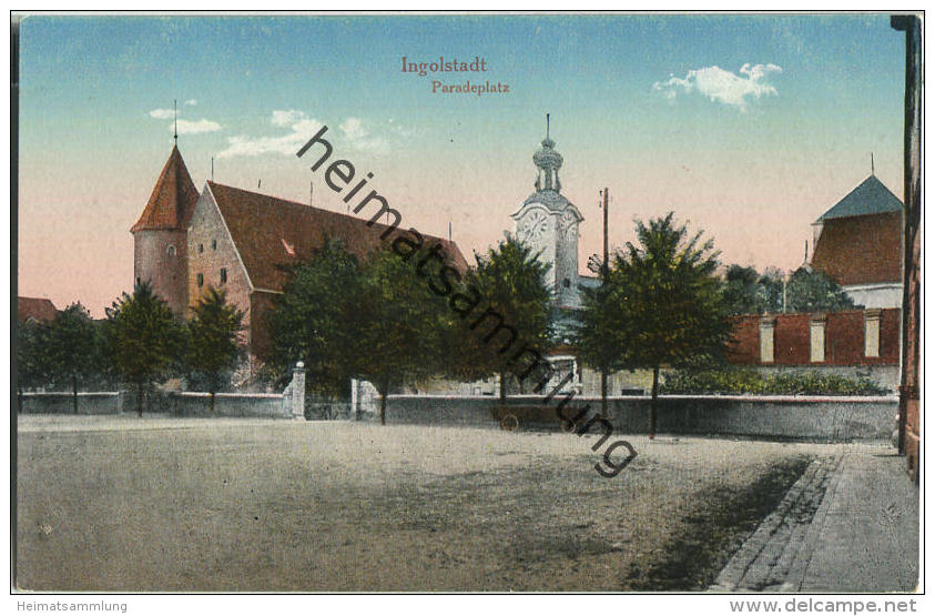 Ingolstadt - Paradeplatz - Blauer Feldpostaufkleber - Ingolstadt