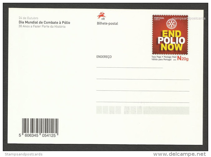 Portugal 2015 Carte Entier Postal Finir Avec La Polio Rotary Médecine Vaccination Postal Stationery End Polio Medicine - Rotary, Club Leones