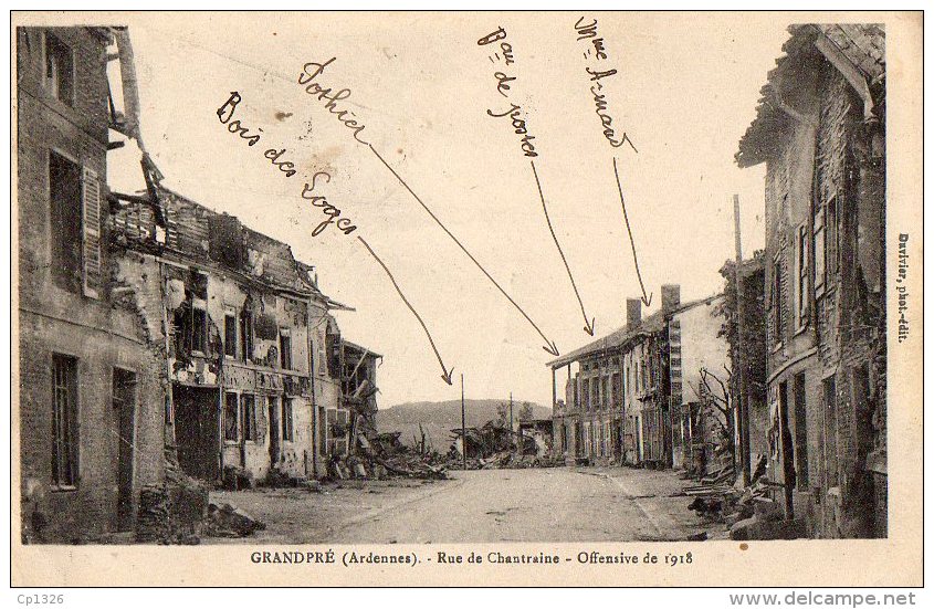 55Hys   08 Grandpré Rue De Chatraine Offensive De 1918 - Autres & Non Classés