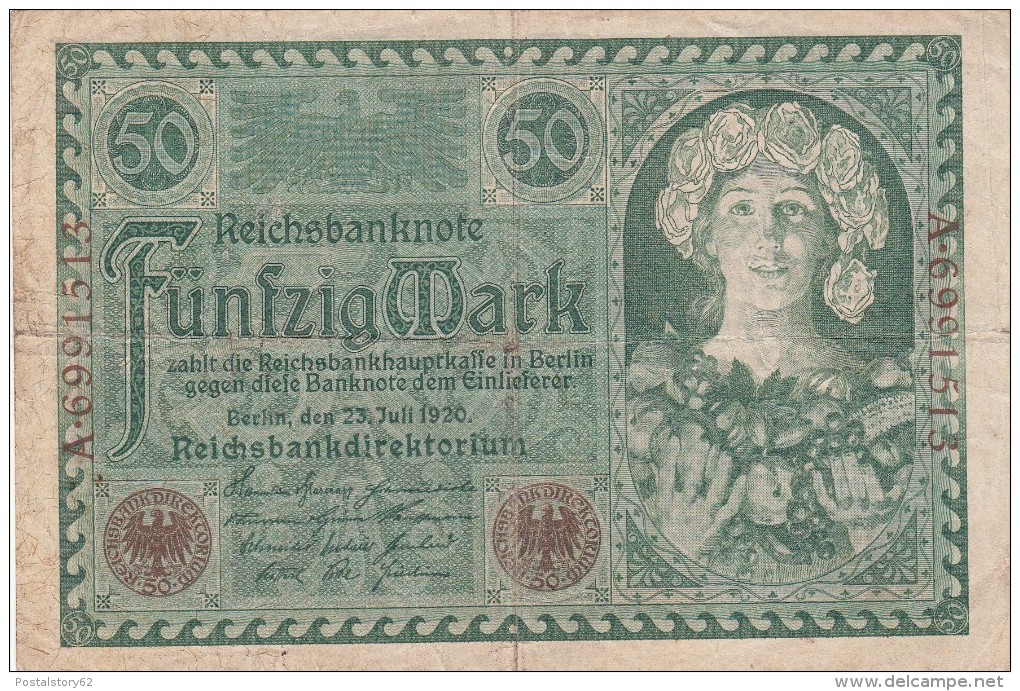 50 Mark Reichsbanknote 1920 - 50 Mark