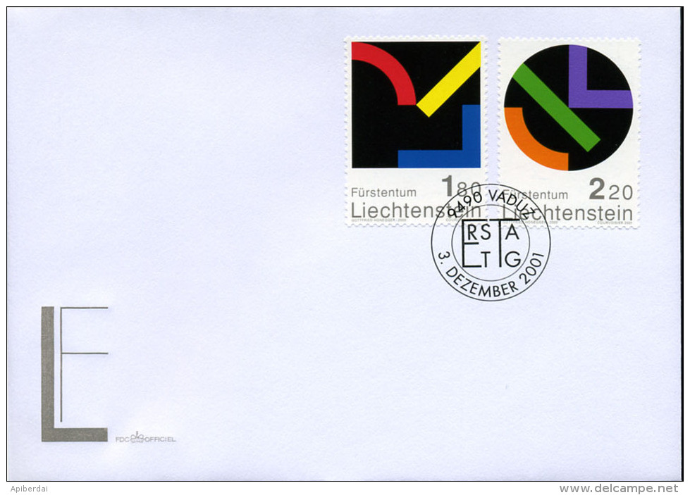 Liechtenstein - 2001 Tribute To Liechtenstein - Gottfried Honegger (unused Serie + FDC) - Lettres & Documents