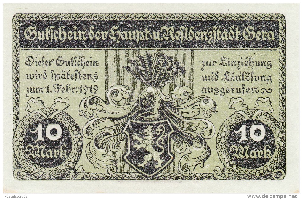 Banconota 10 Mark  1919, Eccellente Conservazione - Zwischenscheine - Schatzanweisungen