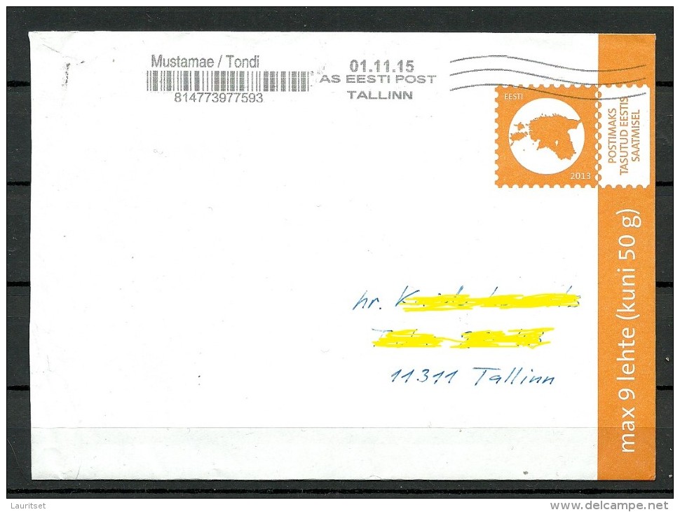 ESTLAND Estonia 2015 Inlandbrief Stationery Cover ( 2013 ) - Estonie