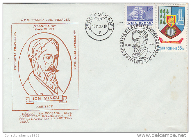 30835- ION MINCU, ARCHITECT, SPECIAL COVER, 1982, ROMANIA - Covers & Documents